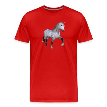 Cheval sauvage gris au galop - T-shirt bio Premium Homme - rouge - Devant - Damien (186cm)