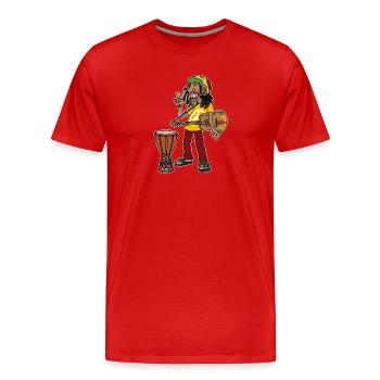 Reggae Reggaeton Jamaica Ragga Peace Jah Rasta - Men's Premium Organic T-Shirt - red - Front - Damien (186cm)