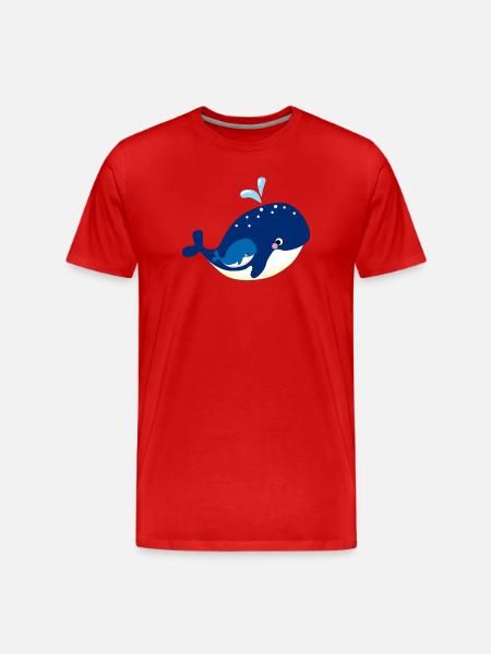 Kleiner Wal mit Mutter Meermotiv - Männer Premium Bio T-Shirt - Rot