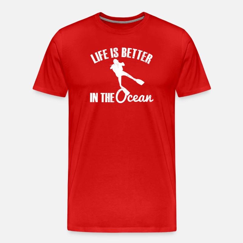 Taucher Tauchen - Männer Premium Bio T-Shirt - Rot