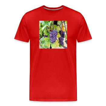 Wein Weintrauben Weinrebe Weinlese Weinfest Poster - Männer Premium Bio T-Shirt - Rot - Vorne - Damien (186cm)
