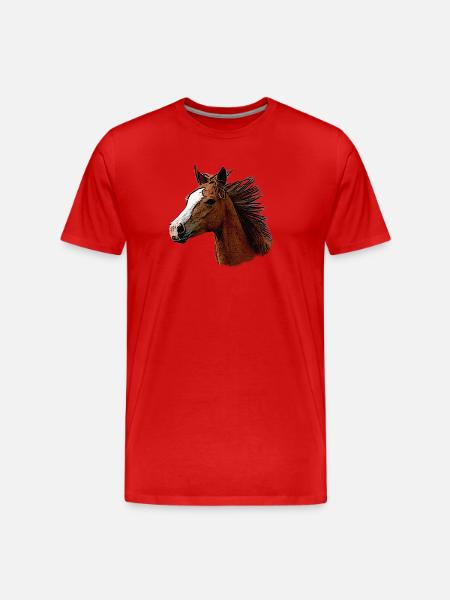 pferdegesicht seitlich, wunderschöne pferde - Männer Premium Bio T-Shirt - Rot