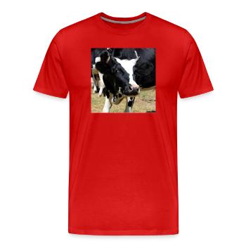 Affiche vache - T-shirt bio Premium Homme - rouge - Devant - Damien (186cm)