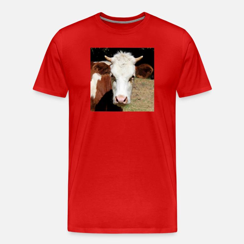 Kuh Poster - Männer Premium Bio T-Shirt - Rot
