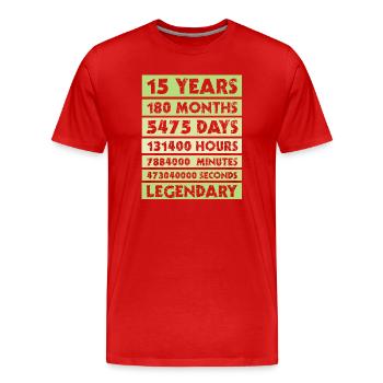 15 years legendary - Jubiläum - Firma - Jahrestag - Männer Premium Bio T-Shirt - Rot - Vorne - Damien (186cm)
