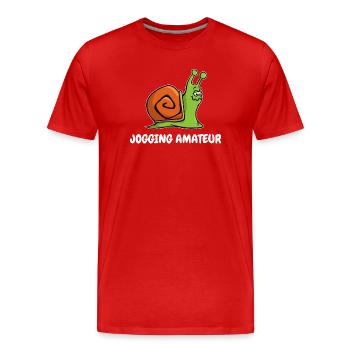 Snail's Pace Runner Race Jogging Funny Sport - Men's Premium Organic T-Shirt - red - Front - Damien (186cm)