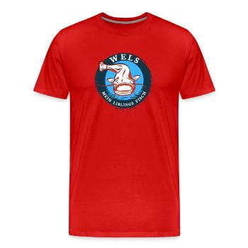 Pêche Poisson-chat mon poisson préféré - T-shirt bio Premium Homme - rouge - Devant - Damien (186cm)