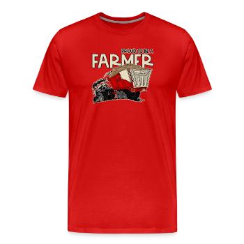 0954 Fier d'être agriculteur - T-shirt bio Premium Homme - rouge - Devant - Damien (186cm)