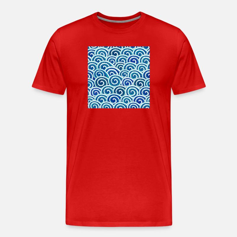 Expressive wave pattern in blue - Men's Premium Organic T-Shirt - red