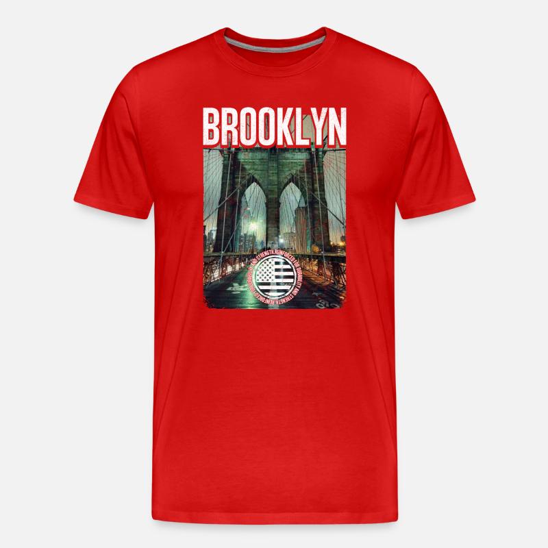 Brooklyn Birdge - Männer Premium Bio T-Shirt - Rot