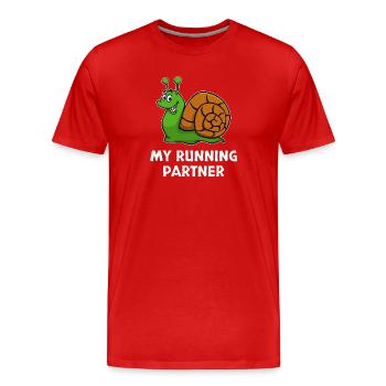 Schneckentempo Lustig Partnerlook Laufen Joggen - Männer Premium Bio T-Shirt - Rot - Vorne - Damien (186cm)