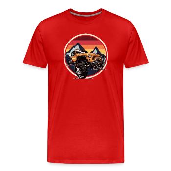 Sunset Ridge Jeep Off-Road - Männer Premium Bio T-Shirt - Rot - Vorne - Damien (186cm)
