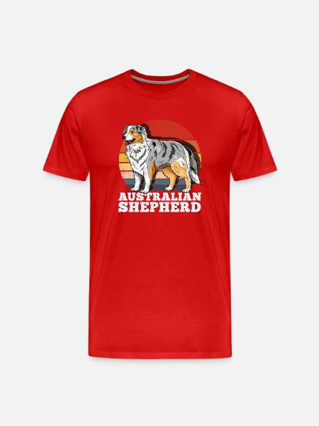 Australian Shepherd Aussie Retro - Men's Premium Organic T-Shirt - red