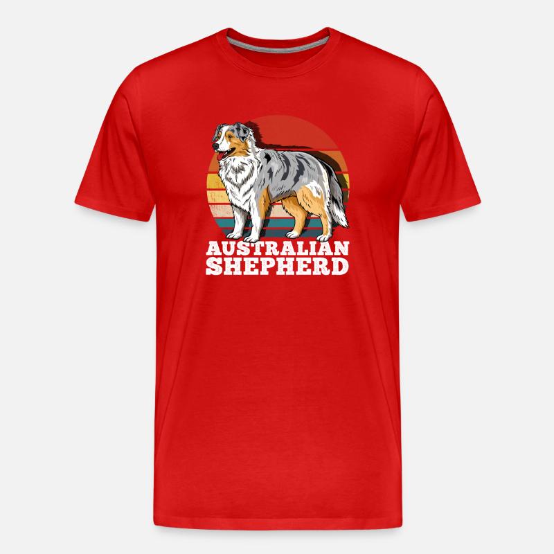 Australian Shepherd Aussie Retro - Männer Premium Bio T-Shirt - Rot
