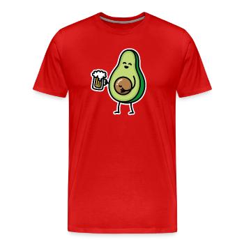 Drôle d'avocat bière bière ventre avocat fosse céto - T-shirt bio Premium Homme - rouge - Devant - Damien (186cm)