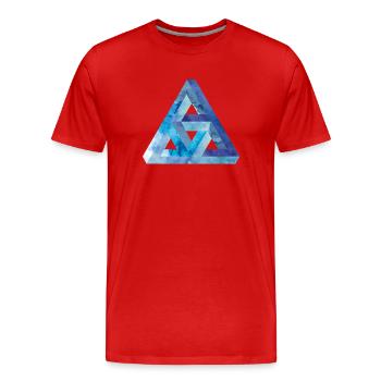 Optische Täuschung Dreieck Escher - Männer Premium Bio T-Shirt - Rot - Vorne - Damien (186cm)