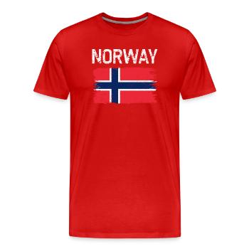 Norway Flag Brush Texture - Men's Premium Organic T-Shirt - red - Front - Damien (186cm)