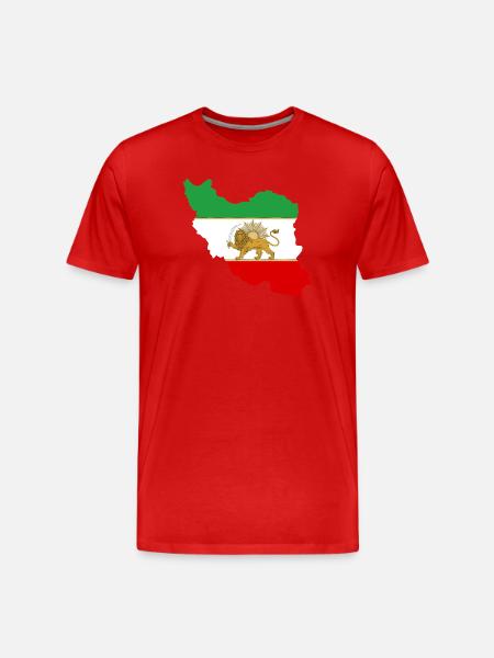 Drapeau iran Lion et Soleil - شیر خورشید پرچم - T-shirt bio Premium Homme - rouge
