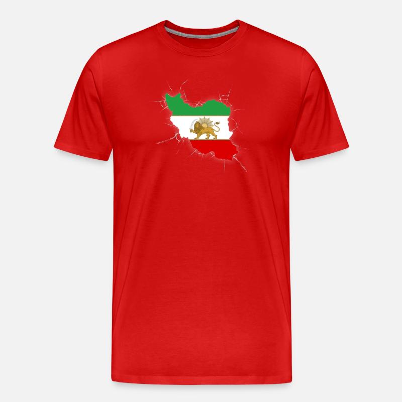 Drapeau Iran Lion et Soleil - شیر خورشید - T-shirt bio Premium Homme - rouge