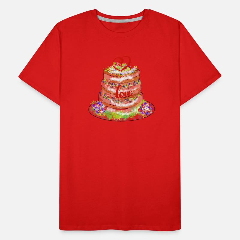 Gâteau sincère avec décor d’amour T-shirt bio Premium Homme