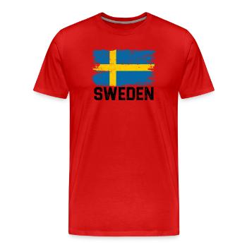 Schwedische Pinselflagge - Männer Premium Bio T-Shirt - Rot - Vorne - Damien (186cm)