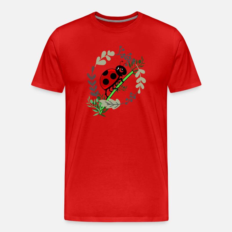 Ladybug botany comic style - Men's Premium Organic T-Shirt - red