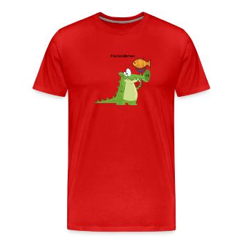 Krokodil Fischstäbchen mit Wort - Männer Premium Bio T-Shirt - Rot - Vorne - Damien (186cm)