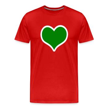 Green heart - Men's Premium Organic T-Shirt - red - Front - Damien (186cm)