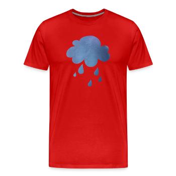 Nuage pluie météo mauvais temps gouttes aquarelle - T-shirt bio Premium Homme - rouge - Devant - Damien (186cm)