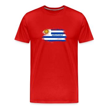 Uruguay flag design / gift idea - Men's Premium Organic T-Shirt - red - Front - Damien (186cm)
