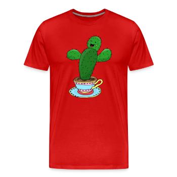 Cactus en tasse illustration drôle de vibrations positives - T-shirt bio Premium Homme - rouge - Devant - Damien (186cm)