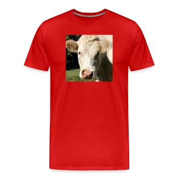 Affiche vache - T-shirt bio Premium Homme - rouge - Devant - Damien (186cm)