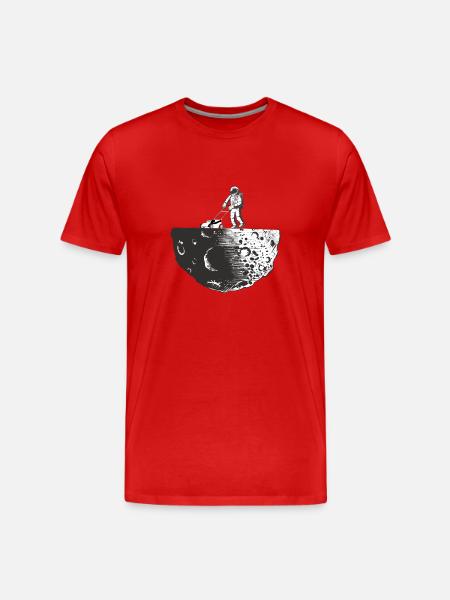 Man moon astronaut plæneklipper havearbejde - Herre Premium T-shirt økologisk - rød