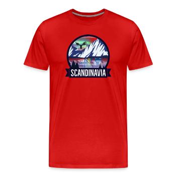 Paysage nordique avec des aurores boréales - T-shirt bio Premium Homme - rouge - Devant - Damien (186cm)