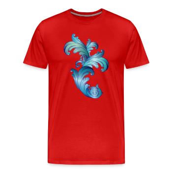 beautiful blue shimmering baroque ornament - Men's Premium Organic T-Shirt - red - Front - Damien (186cm)