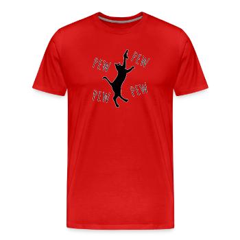 Funny cat with guns funny animals - Men's Premium Organic T-Shirt - red - Front - Damien (186cm)