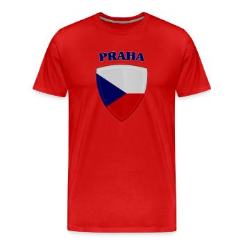 Prague - T-shirt bio Premium Homme - rouge - Devant - Damien (186cm)