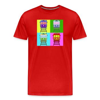 Tram, tram pop art - Men's Premium Organic T-Shirt - red - Front - Damien (186cm)