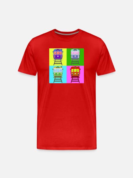 Tramway, pop art tram - T-shirt bio Premium Homme - rouge