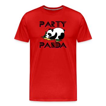 Party panda partying preheating drinking drunk - Men's Premium Organic T-Shirt - red - Front - Damien (186cm)