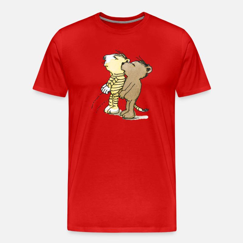 Janosch Tiger und Bär Pullern - Männer Premium Bio T-Shirt - Rot