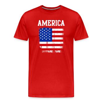 Grafik der verzweifelten amerikanischen Flagge - Männer Premium Bio T-Shirt - Rot - Vorne - Damien (186cm)