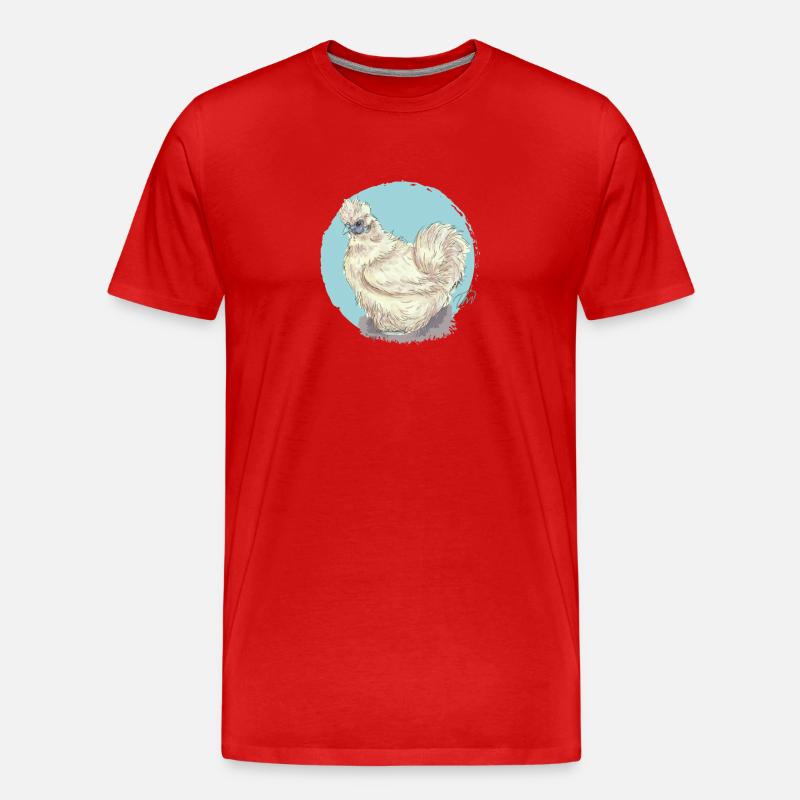 Weisses Seidenhuhn - Männer Premium Bio T-Shirt - Rot