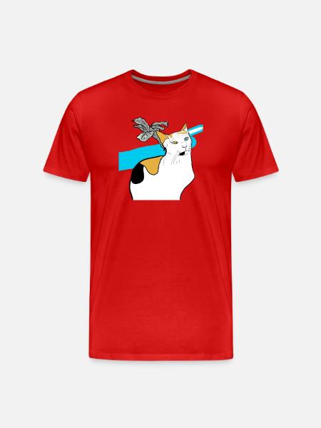 chat assis - T-shirt bio Premium Homme - rouge