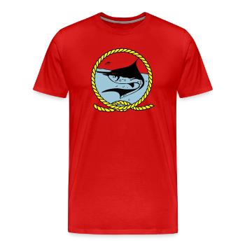 Leawaka Haria logo - Men's Premium Organic T-Shirt - red - Front - Damien (186cm)