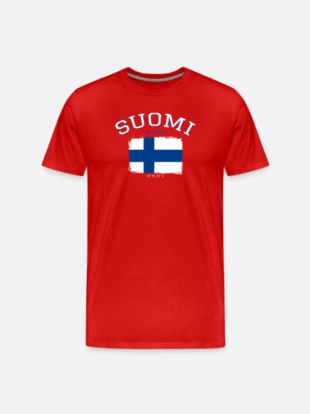 Finland flag with Helsinki reference - Men's Premium Organic T-Shirt - red