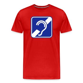Taub, schwerhörig, Taubheit, Hörverlustzeichen - Männer Premium Bio T-Shirt - Rot - Vorne - Damien (186cm)