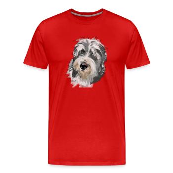 Collie barbu - T-shirt bio Premium Homme - rouge - Devant - Damien (186cm)