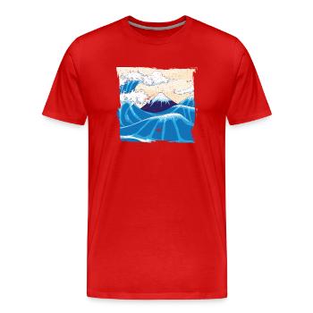 Japonais Big Wave Japon - T-shirt bio Premium Homme - rouge - Devant - Damien (186cm)