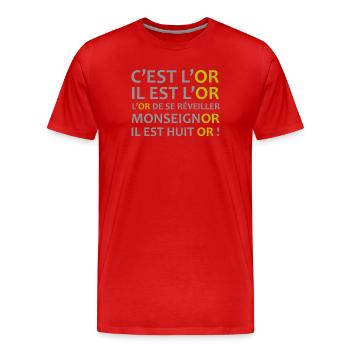 Monseignor - T-shirt bio Premium Homme - rouge - Devant - Damien (186cm)